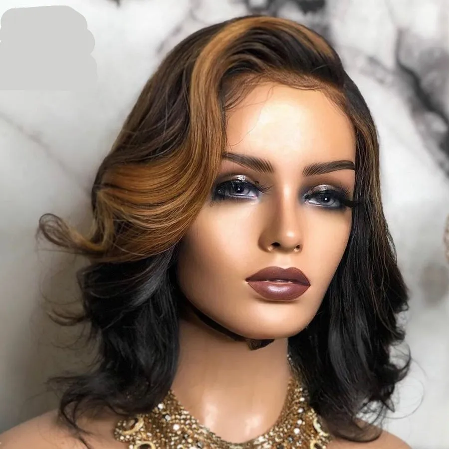 Curly Hair With Highlights Synthetic Wig