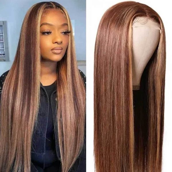 Front Lace Piano Pick Dyeing 4/27T Human Hair Wig