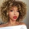 Afro Wigs For Black Women Short Kinky Curly Full Wigs Brown Mixed Blonde