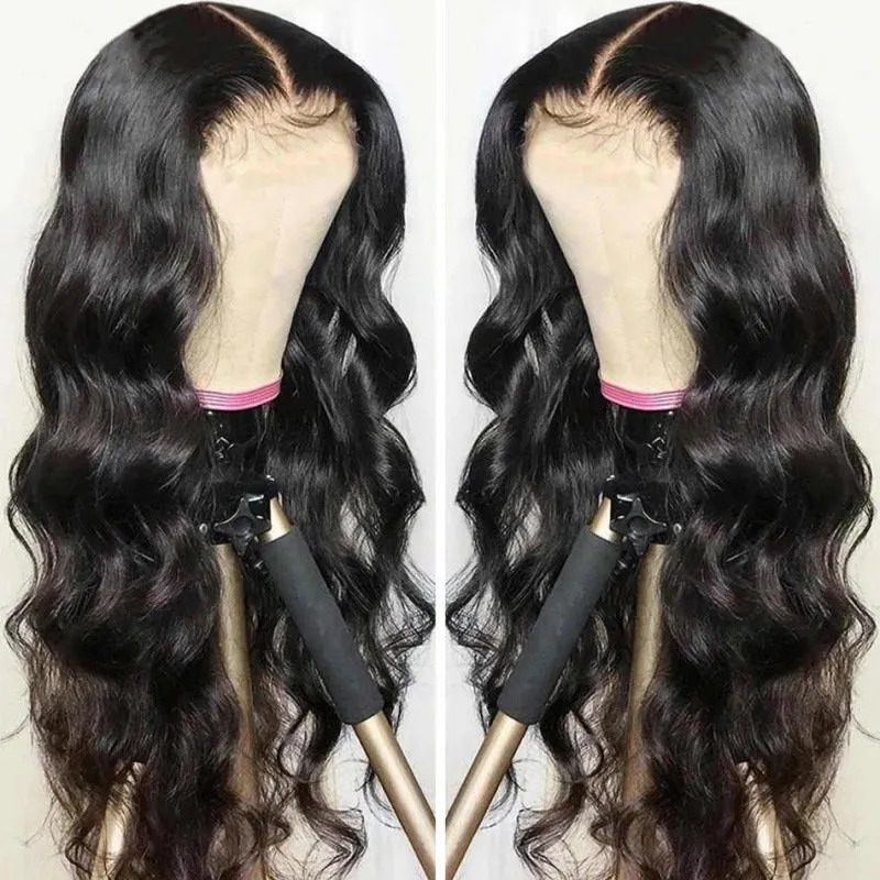Synthetic Front Lace Wavy Natural Black Wig