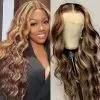 Honey Blonde Highlight Piano Color Lace Front Wigs P4 27 Real Hair